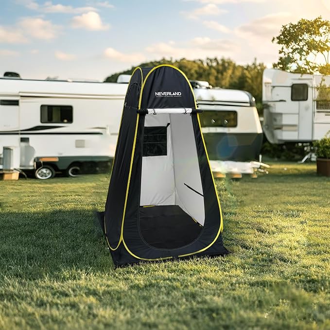 NEVERLAND Pop Up Privacy Shower Tent - Portable Changing Shower Tent, Dressing Room, Bathroom, Outdoor Rain Shelter for Camping, Hiking, Beach (Black)