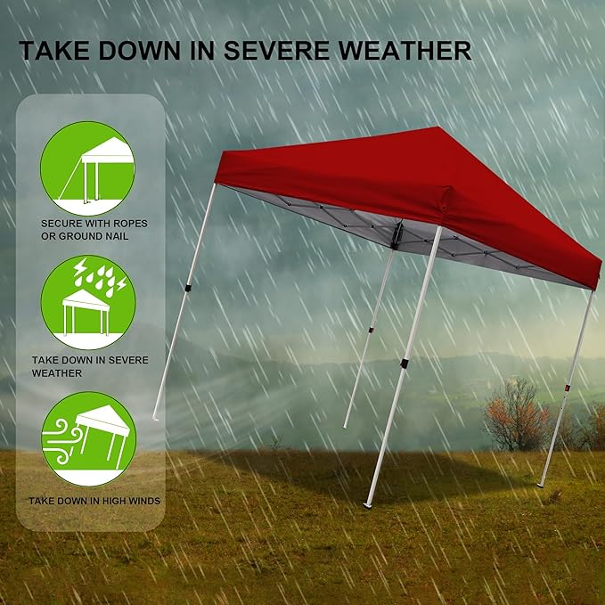 Northroad 8X8 FT Pop Up Canopy, Outdoor Instant Canopy Tent Slant Legs with Carrying Bag, Portable Gazebo Shelter for Wedding Party,Commercial Event,Patio,Garden,Beach -Red