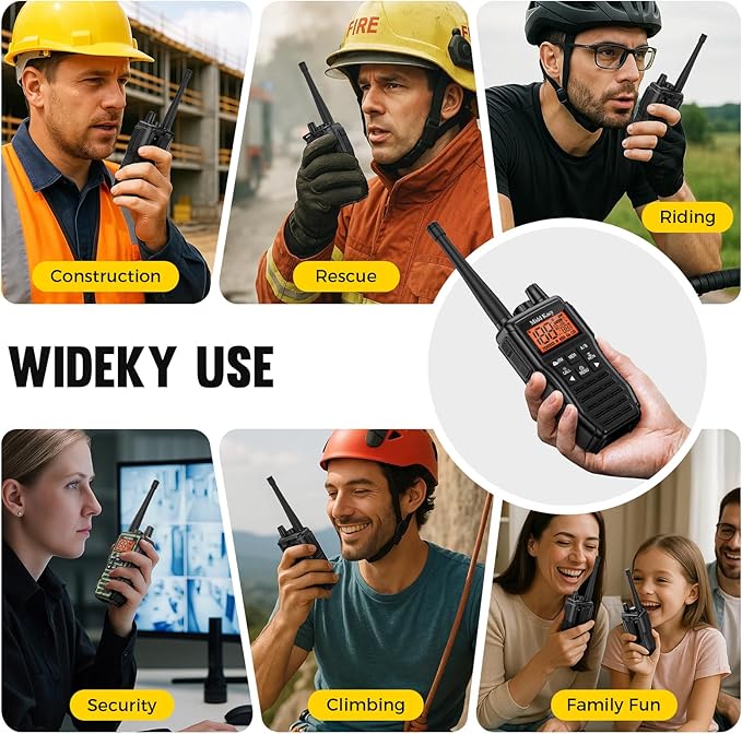 Midd Kacy MK208 Two Way Radio,Walkie Talkies,Multi-Function Walkie-Talkies with 61 Channels,121 Privacy Codes,New Flashlight,MEM,IP55 Waterproof,SOS,NOAA Weather Alerts,VOX-Black,2 Pack