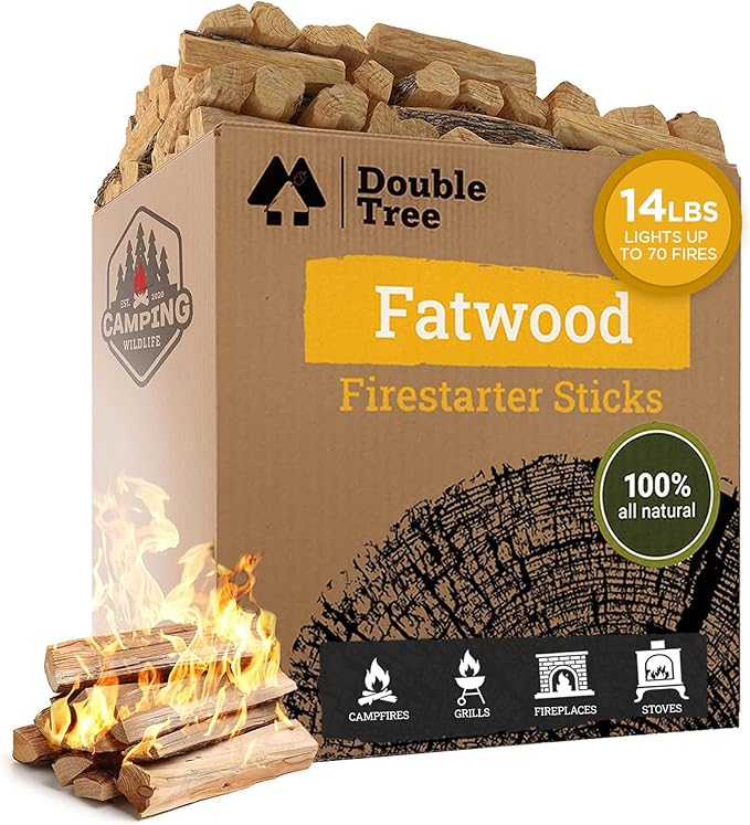 Double Tree Fatwood Fire Starter Sticks - Organic Resin Rich Premium – Fire Starter for Wood Stoves, Fireplaces, Campfires, Bonfires - Non-Toxic (14 Pounds)