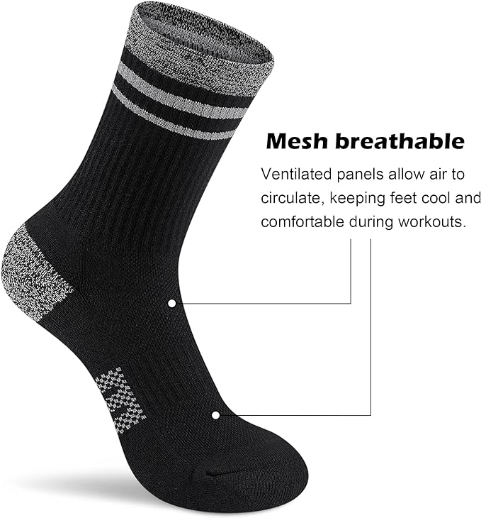 Gonii Women Athletic Crew Socks 5-6 Pairs - Comfort & Cushioned for Running, Hiking, Sports Arch Compression Socks