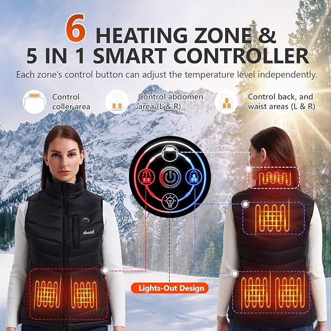 Women’s Heated Vest with Battery Pack Included, 7.4V Smart Washable Rechargeable Electric Lightweight Heating Vest