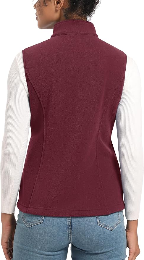TACVASEN Women's Fleece Vest Lightweight Warm Vests Outerwear Sleeveless Zip Jacket Fall Winter Soft Vest with Pockets