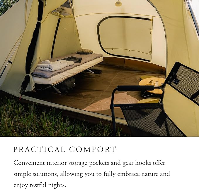 Snow Peak Alpha Breeze Tent, Camping Tent, Easy Set Up, Water Repellent, UV-Protective Finish, Ivory, 4 Person