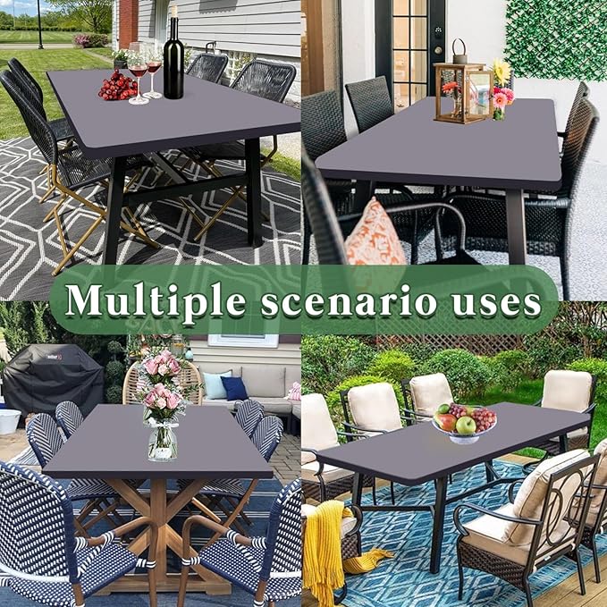 10 Pack Picnic Table Cover Outdoor Elastic Fitted Tablecloths for 8 Foot Rectangle Tables Waterproof Stretch Washable Patio Folding Spandex Table Cloth Camping Banquet Parties (Light Grey,30" x 96")
