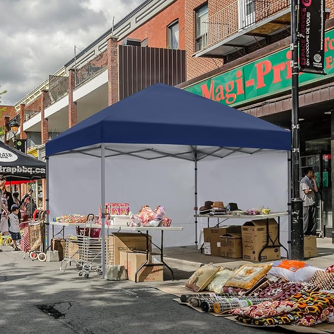 COOSHADE Pop Up Canopy Tent 10x10 with 2 Sidewalls, Outdoor Shade Instant Canopy Tents(Navy Blue)