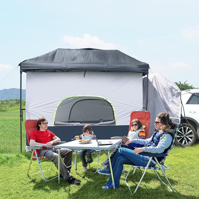 UNP Car Square Tent - Inner Tent for 10' x 10' Canopy into Camping Cube Cabin - Connect Car Tailgate Cabin Vented Roof - Dark Blue (Canopy Pole/Shelter NOT Included)