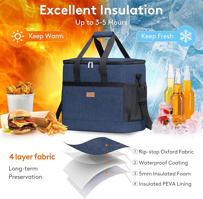 Lifewit Cooler Bag 30/50/60 Cans Collapsible and Insulated Large Lunch Bag Leakproof Soft Cooler Portable Tote for Camping/BBQ/Family Outdoor Activities