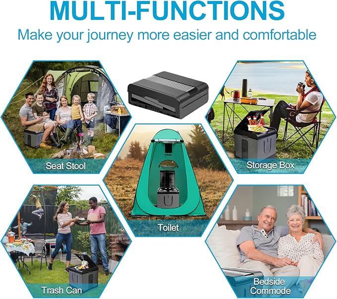 Portable Toilet Camping Toilets for Car Indoor Outdoor Commode Foldable Travel Potty for Camping,Tent,Hiking,Boating,Long Road Trips,Traffic jam,Home