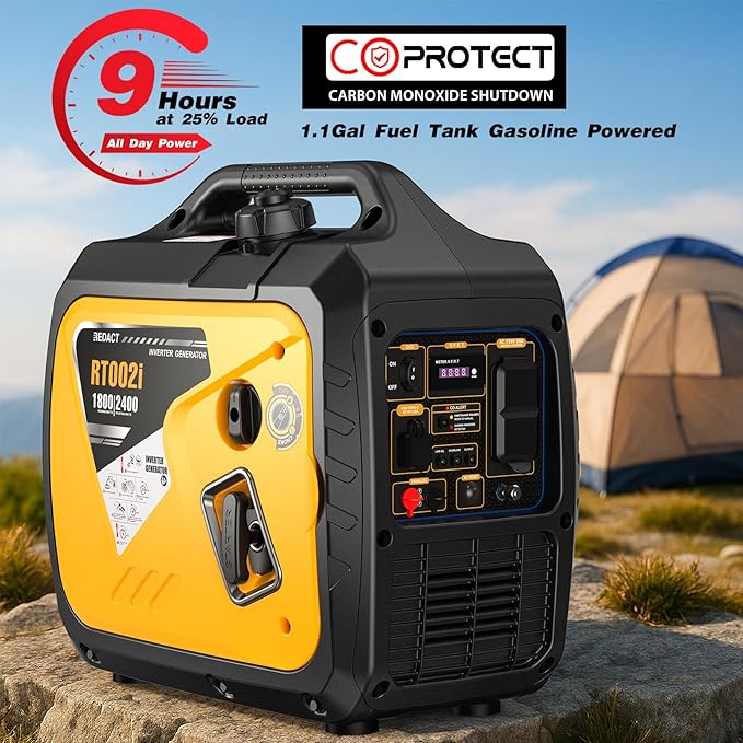 2400W Lightweight Portable Inverter Generator with Clean Power for Home, Camping, RV, Tailgating & Emergencies | Eco-Mode, CO Protection, Parallel Ready, Ultra-Quiet Gas Generator