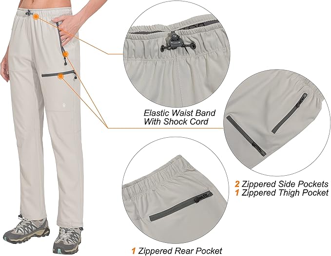 Little Donkey Andy Women's Lightweight Quick Dry Cargo Hiking Pants UPF 50+ Stretch Travel Casual Trousers