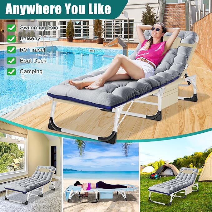 DoCred Folding Camping Cot with Mattress, 2 Pack Heavy Duty Folding Cot for Adults, Portable Sleeping Cot Bed Adults Outdoor Bed with Carry Bag, Travel Camp Cots