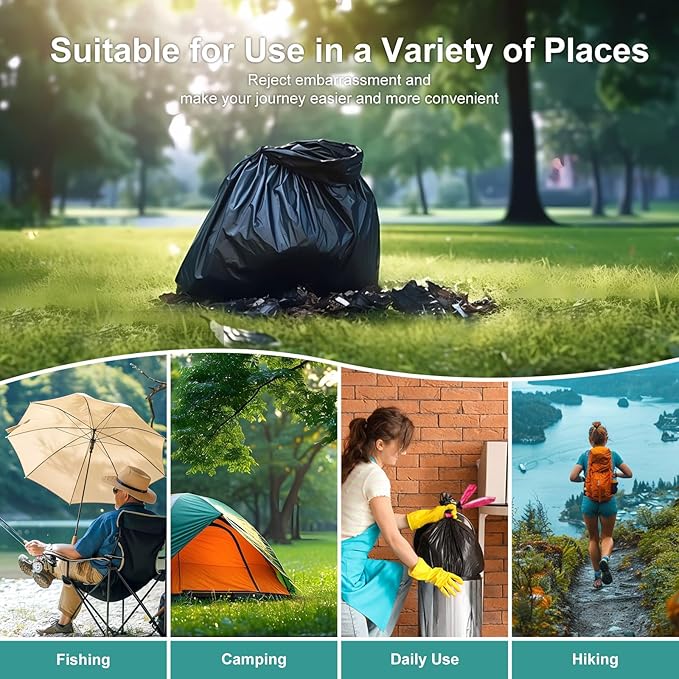 Portable Toilet Bags,Drawstring Camping Toilet Bags Toilet Trash Bags Leak-Proof, Waste Bags for Camping, Hiking, Traveling,Emergency, Outdoor Activities