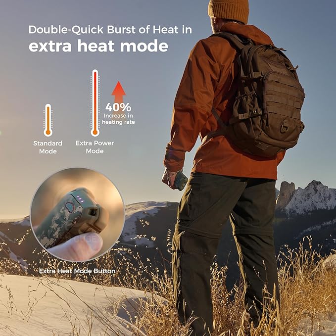 OCOOPA IP56 Waterproof Hand Warmers Rechargeable 10000mAh, Extra Heat Mode,16hrs Heat, Handwarmer with Torchlight, PD & QC Electric Hand Warmer, Winter Outdoor Gifts for Men Hunting Camping Hiking