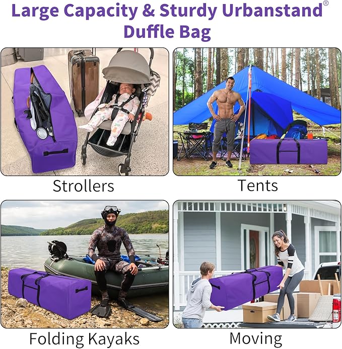 Urbanstand 48 Inch Travel Duffle Bag Extra Large Sport Equipment Duffel Bags with 2-way Lockable Zippers, Purple