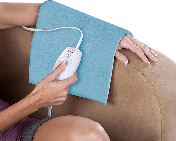 Sunbeam XL Heating Pad for Back Neck and Shoulder Pain Relief with Sponge for Moist Heating Option Extra Large 12 x 24" Blue