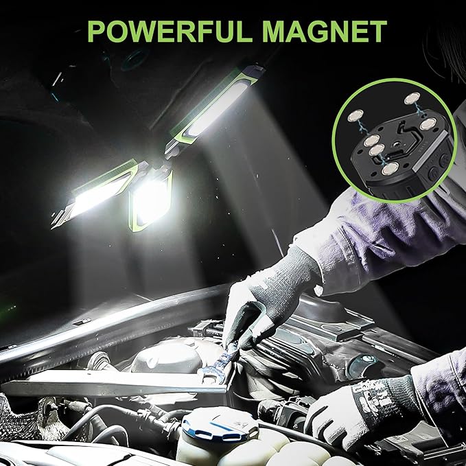 Multi-Directional LED 7000 Lumen Work Light, with Adjustable Tripod Stand and Carry Bag, Rechargeable with USB Power in/Out, Super Bright for Camping, Car Repairing, Barbecue, Workshop