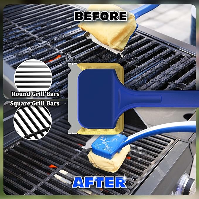 Grill Brush Bristle-Free with Replaceable Heat Resistant Kevlar Head Multi-Function Scraper BBQ Grilling Accessories, BBQ Grill Brush for Outdoor Grill, Heavy-Duty for Weber Grill Cleaner Accessories
