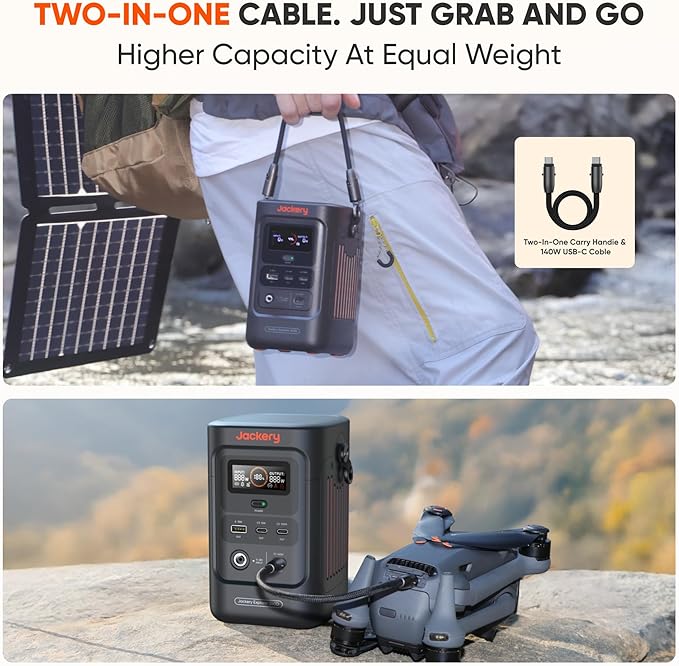 Jackery Explorer 240D Power Bank, 256Wh LiFePO4 Battery Portable Power Station, 200W DC Output, Charging Cable Included,1-Hour Fast Charging, Compact for Outdoor Camping, Travel, Emergencies