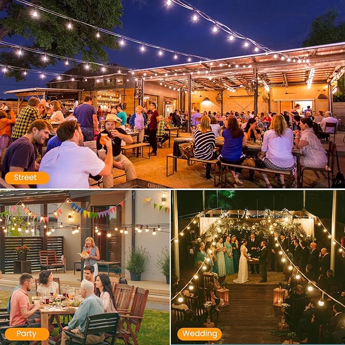 200FT Solar String Lights Outdoor Waterproof, Solar Patio Lights with Remote Control & 60+2 Dimmable ST38 Edison Bulbs Shatterproof,Solar Powered String Lights for Outside Garden Backyard