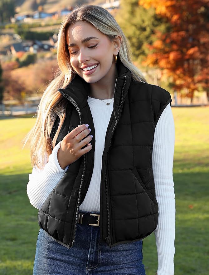 Zeagoo Womens Puffer Vest Ladies Sleeveless Zip Up Outerwear Warm Puffer Lightweight Down all Winter Jackets Coats 2025