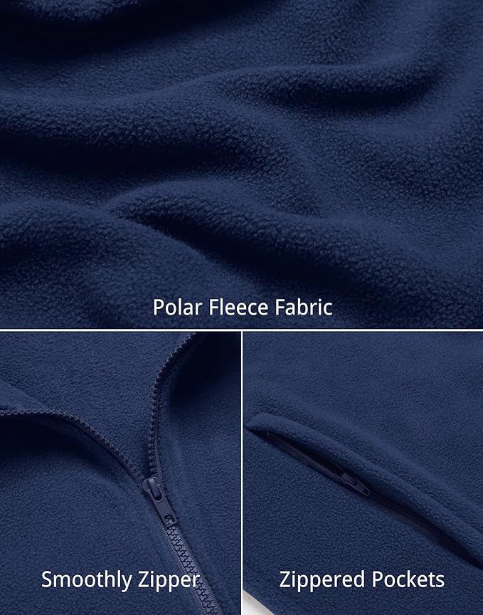 COOFANDY Mens Polar Fleece Vest Lightweight Sleeveless Jacket Warm Zip up Outerwear Vests with Zipper Pockets for Hiking