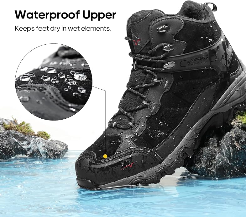 NORTIV 8 Men's Waterproof Hiking Boots Outdoor Mid Trekking Lightweight Mountaineering Shoes Paladin