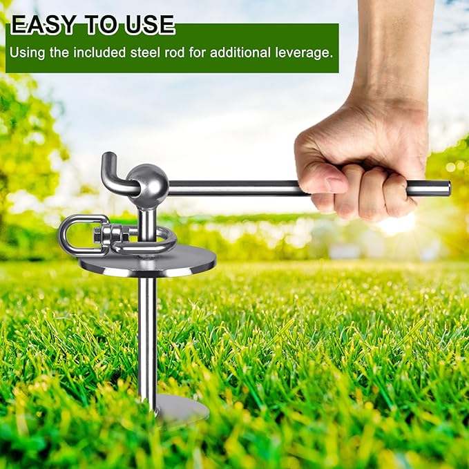 Dog Tie-Out Cable and Stake – 30ft Chew-Proof Stainless Steel Cable, 16-Inch Heavy-Duty Dog Anchor for Dogs Up to 200lbs, No Tangle, Dog Runner for Yard and Camping