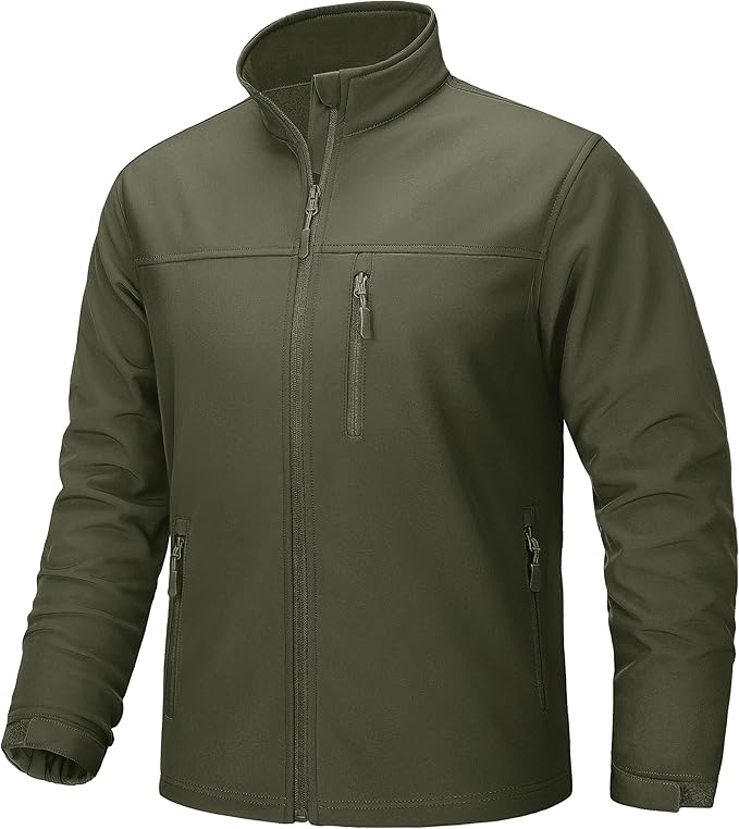 TACVASEN Men's Lightweight Softshell Jacket Fleece Lined Waterproof Tactical Rain Zip Up Winter Coat Windbreaker Casual