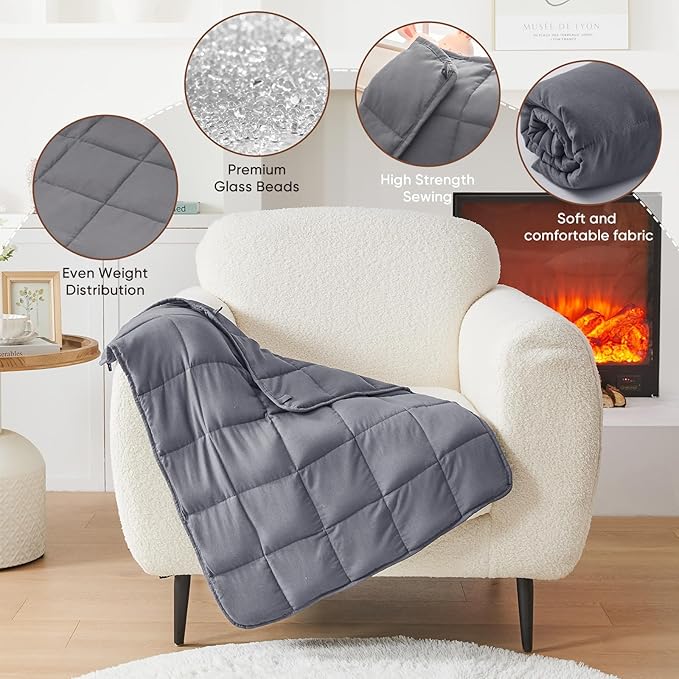 Weighted Lap Blanket for Adults 5lbs, 29"x33" Cooling Heavy Blanket, Portable Travel Weighted Blankets, Soft Small Blankets for Sleeping, Grey
