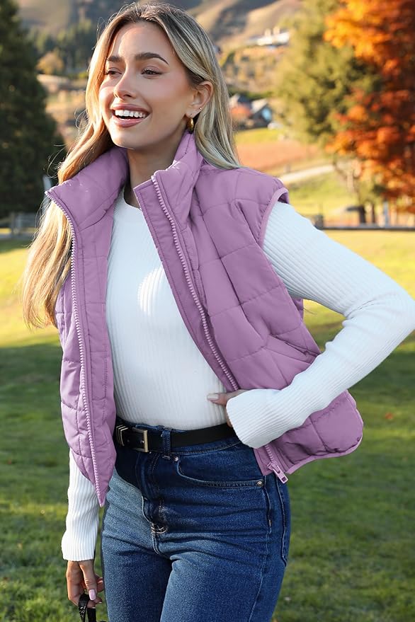 Zeagoo Womens Puffer Vest Ladies Sleeveless Zip Up Outerwear Warm Puffer Lightweight Down all Winter Jackets Coats 2025