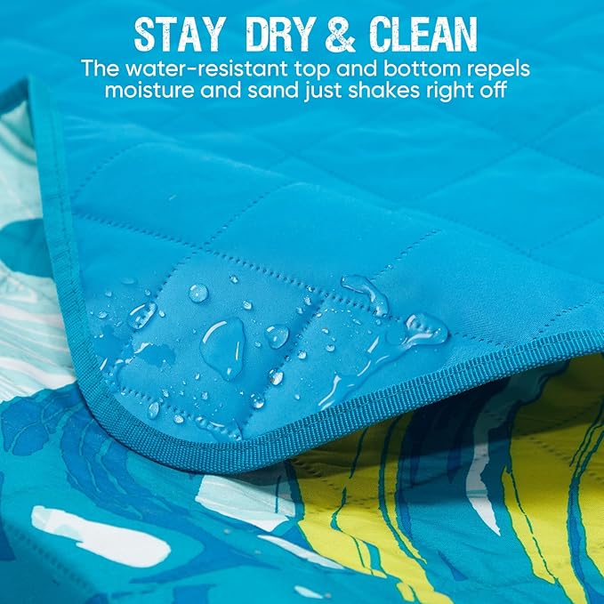 Beach Blanket Waterproof Sandproof Picnic Blankets 70โ x 57โ Camping Foldable Beach Mat Sand Free Large Portable Washable Play Mat Lightweight for Outdoor Park