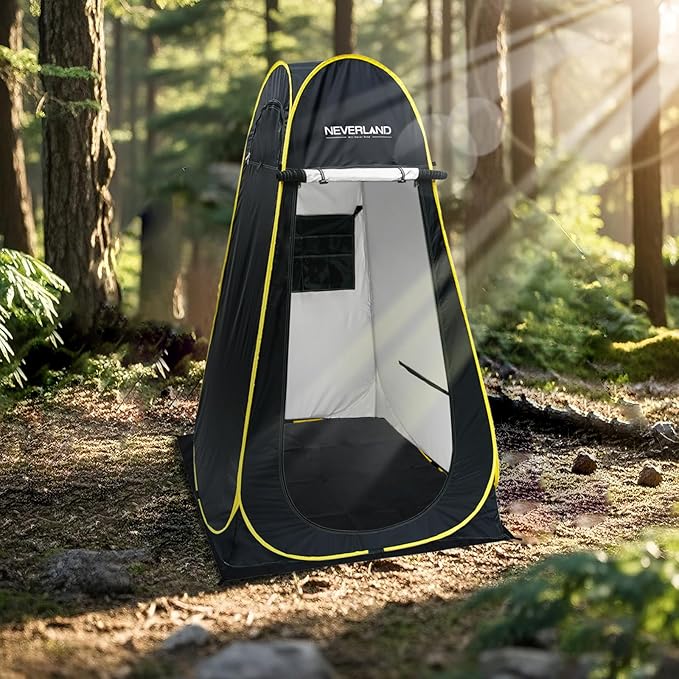 NEVERLAND Pop Up Privacy Shower Tent - Portable Changing Shower Tent, Dressing Room, Bathroom, Outdoor Rain Shelter for Camping, Hiking, Beach (Black)