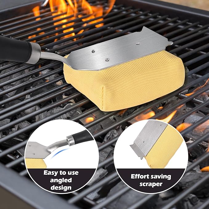 Grill Brush for Outdoor Grill -Steam Grill Brush Bristle Free for Cast Iron/Stainless Grates,BBQ Cleaner Brush with Durable Scraper,Safe Grill Cleaner Brush, Gifts for Men/Dad
