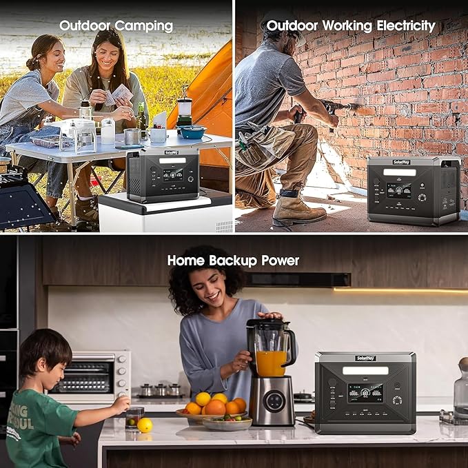 SolarPlay Portable Power Station 2400W/2160Wh(Peak 4800W), Power Station with Foldable Cart, LFP Battery 4XAC Outlets 1.5Hrs Fast Charging, Emergency Solar Generator for Home, Camping,Outdoor Backup