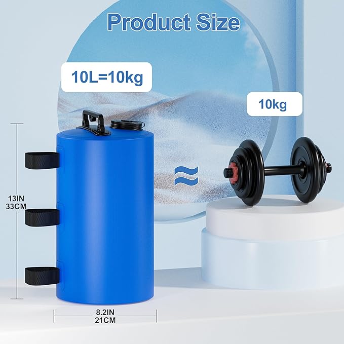 Canopy Water Weights Bag, 88 lb Tent 4 Leg Weights Bag, Portable 10L Water Bag Windproof Fixed Canopy Weights Bag, for Outdoor Pop Up Tent, Canopies, Gazebo, Shelter, 4 Pack (10L Blue)