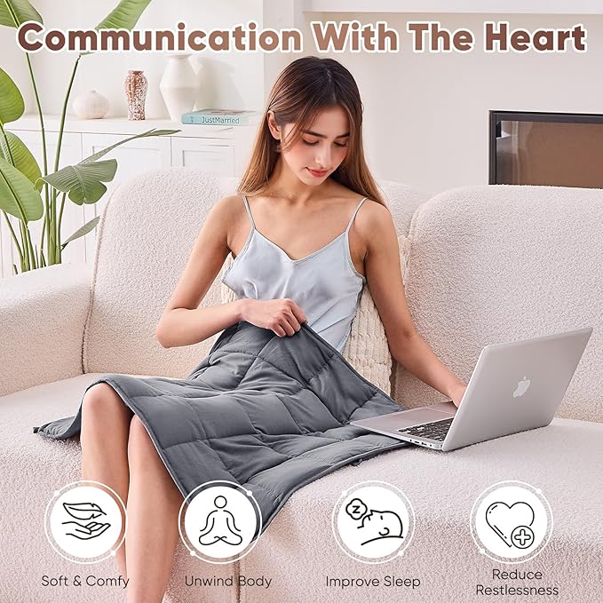 Weighted Lap Blanket for Adults 5lbs, 29"x33" Cooling Heavy Blanket, Portable Travel Weighted Blankets, Soft Small Blankets for Sleeping, Grey