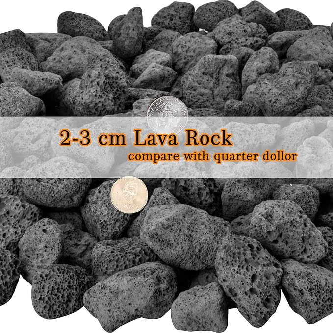 Mr. Fireglass Natural Lava Rock, 0.8"-1.2" Medium Volcanic Lava Rock for Indoor & Outdoor Fire Pits, Fireplaces, Fire Bowls & Fire Table, Decorative Garden Landscaping, Potted Plants -10 Pounds, Black