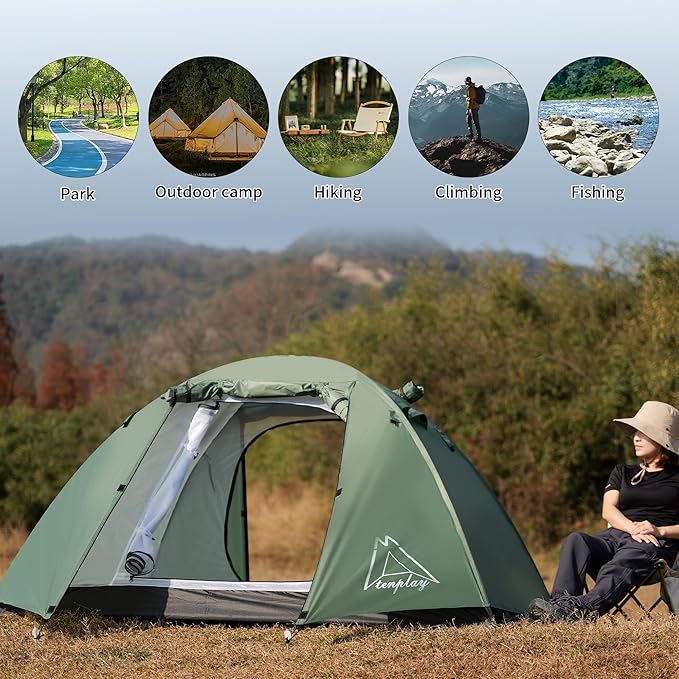 Camping Tent, Easy Setup, 1-2-8-10 Person Waterproof and Portable Tent for Camping Hiking Outdoor