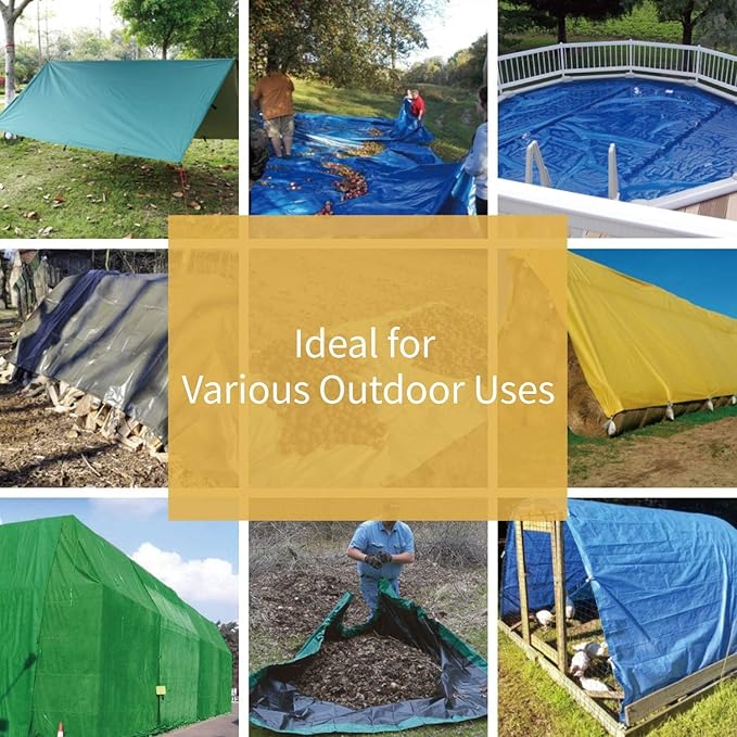 GUARD SHIELD Tarp Green 8x12 Feet Multi Purpose Waterproof Poly Tarp Cover 5mil