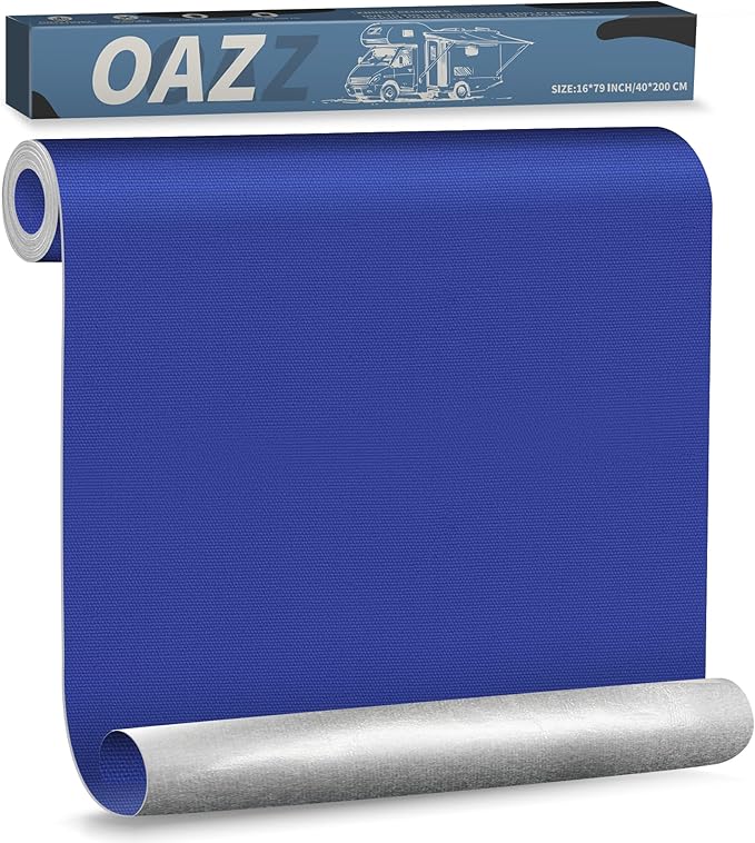 OAZ 16 x 79 inch Canvas Fabric Patch - Self-Adhesive Waterproof Repair Patch Kit for Boat Cover, Sofa, Chair, Couch, Tent, Bag (Royal Blue)