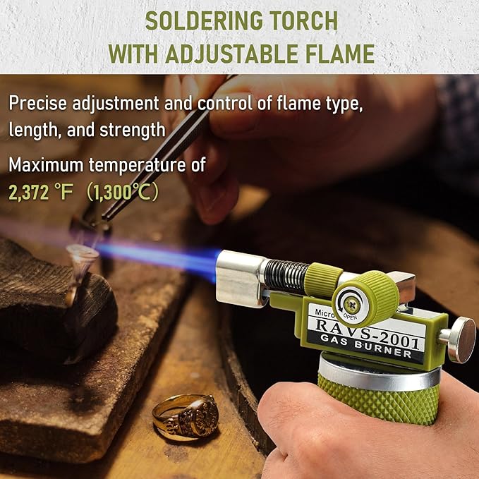 RAVS Butane Torch Lighter, DUAL Flame Mode Kitchen Torch Cooking Torches, Creme Brulee Torch lighters butane refillable, Mini Torch Micro Torch for Welding, Soldering Torch, Butane is Not Included