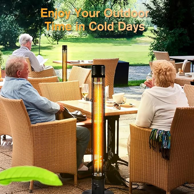 Patio Heaters for Outdoor Use, 45" 1500W Outdoor Electric Heaters, Large Standing Infrared Outdoor Heaters for Patio, Carbon Fiber Radiant Heater for Yard, Garage, Home