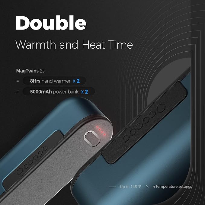 OCOOPA Hand Warmers Rechargeable 2 Pack, Magnetic Electric Handwarmer, 4 Levels Heat Up to 136℉, USB-C Portable Charger 10000mAh, Raynauds, Golf, Tech Gifts for Men, UT2s(MagTwins)