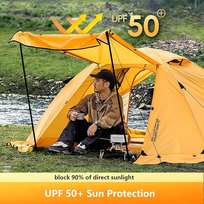 BISINNA 4 Season Tent for Backpacking Winter Tents 2 Person Lightweight Cold Weather Tents Waterproof Double Layer All Season Tent Aluminum Alloy Poles Easy Set Up for Camping, Hiking, Outdoor