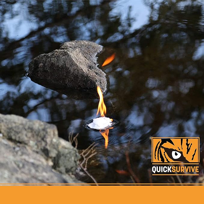 QuickLight by QUICKSURVIVE All-Purpose 100% Waterproof Fire Starters - Fire Starters for Campfires, Wood, Fire Pit, Fireplace, Charcoal, & More - All-Weather & Non-Combustible - 50 Piece Canister