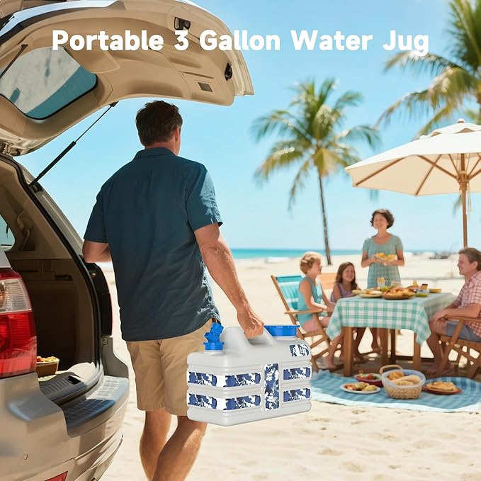 ASIEIT 3 Gallon/5 Gallon Water Jug with Spigot, Portable Water Tank BPA Free, Leak-Proof Water Containers for Camping Water Storage Containers for Emergency Outdoor Hiking Picnic, Green/Yellow/White