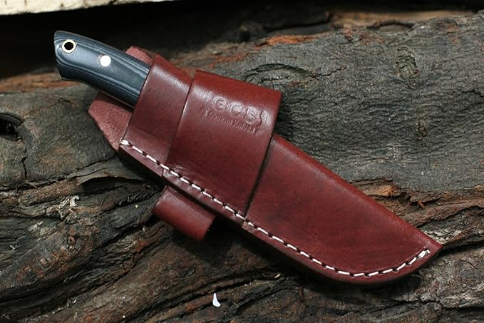 GCS Handmade D2 Steel Hunting Knife with Micarta Handle, Full Tang Blade, and Leather Sheath for Hunting Hunting Camping Survival EDC-GCS 965