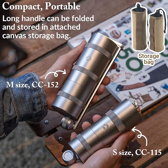 CAMPINGMOON Manual Coffee Grinder Coffee Mill Camping Stainless Steel Portable Small CC-115