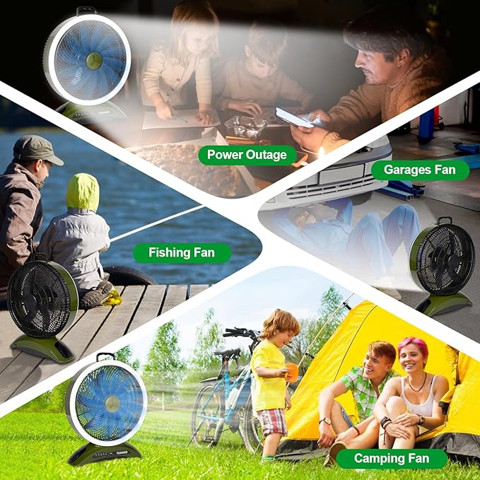 Extra Large Size Camping Fan, 45000mAh Battery Rechargeable Portable Fan, 12-Inch Blade & 830CFM Super Airflow, Ring LED, Cordless for Outdoor Large BBQ RV Tent Garage Hurricane Emergencies & Indoor